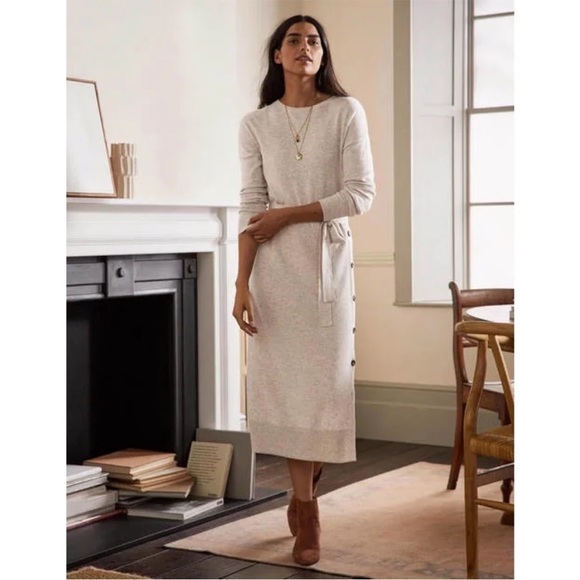 Boden Side Button Knitted Navy Midi Dress Sz6 - Picture 2 of 12